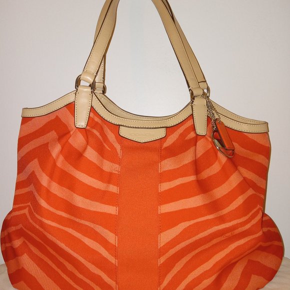 Coach Handbags - Coach Signature Devin Zebra Stripe Print Shoulder Bag